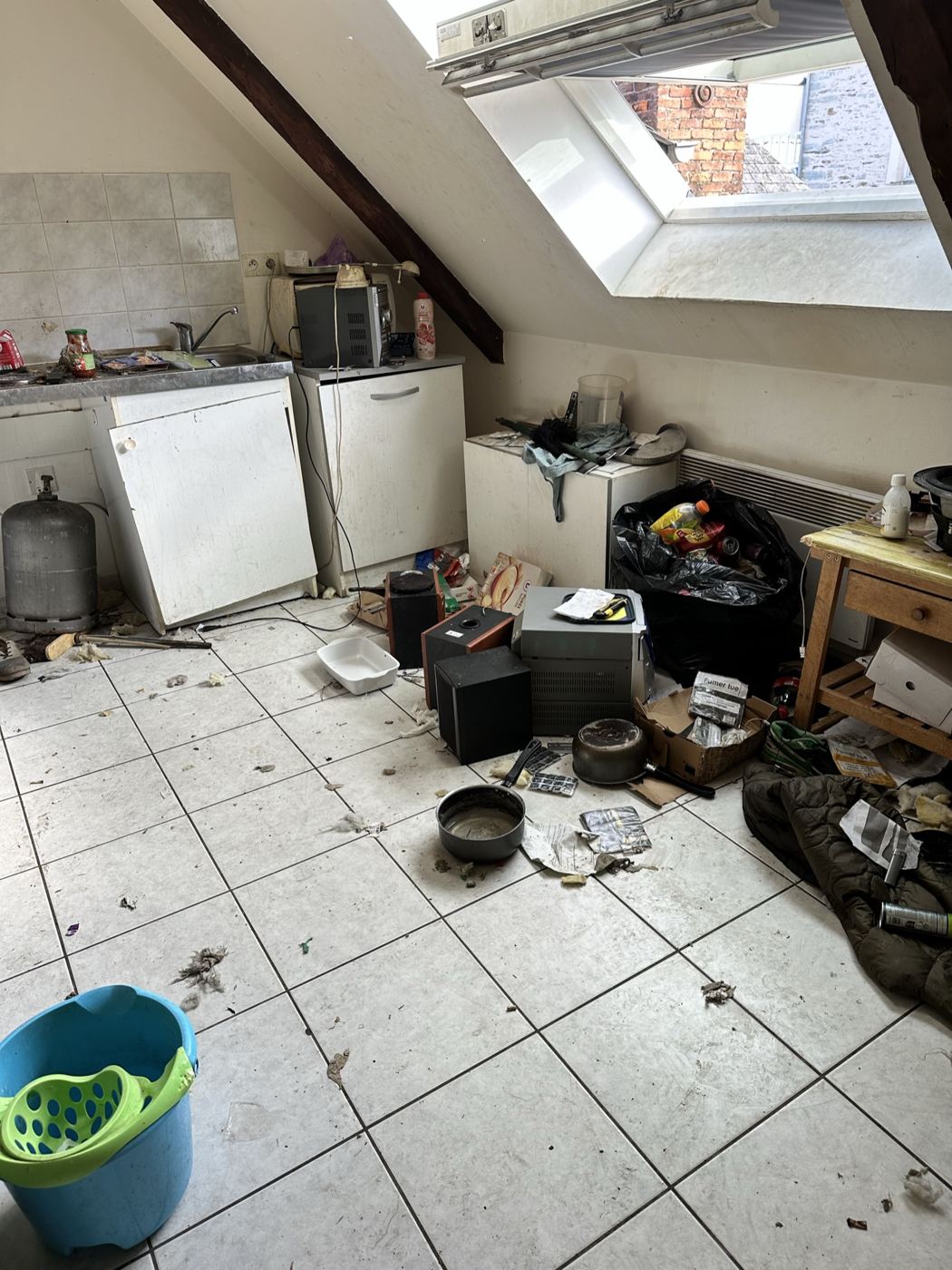 Logement envahi par l'accumulation avant nettoyage syndrome de Diogène à Rennes